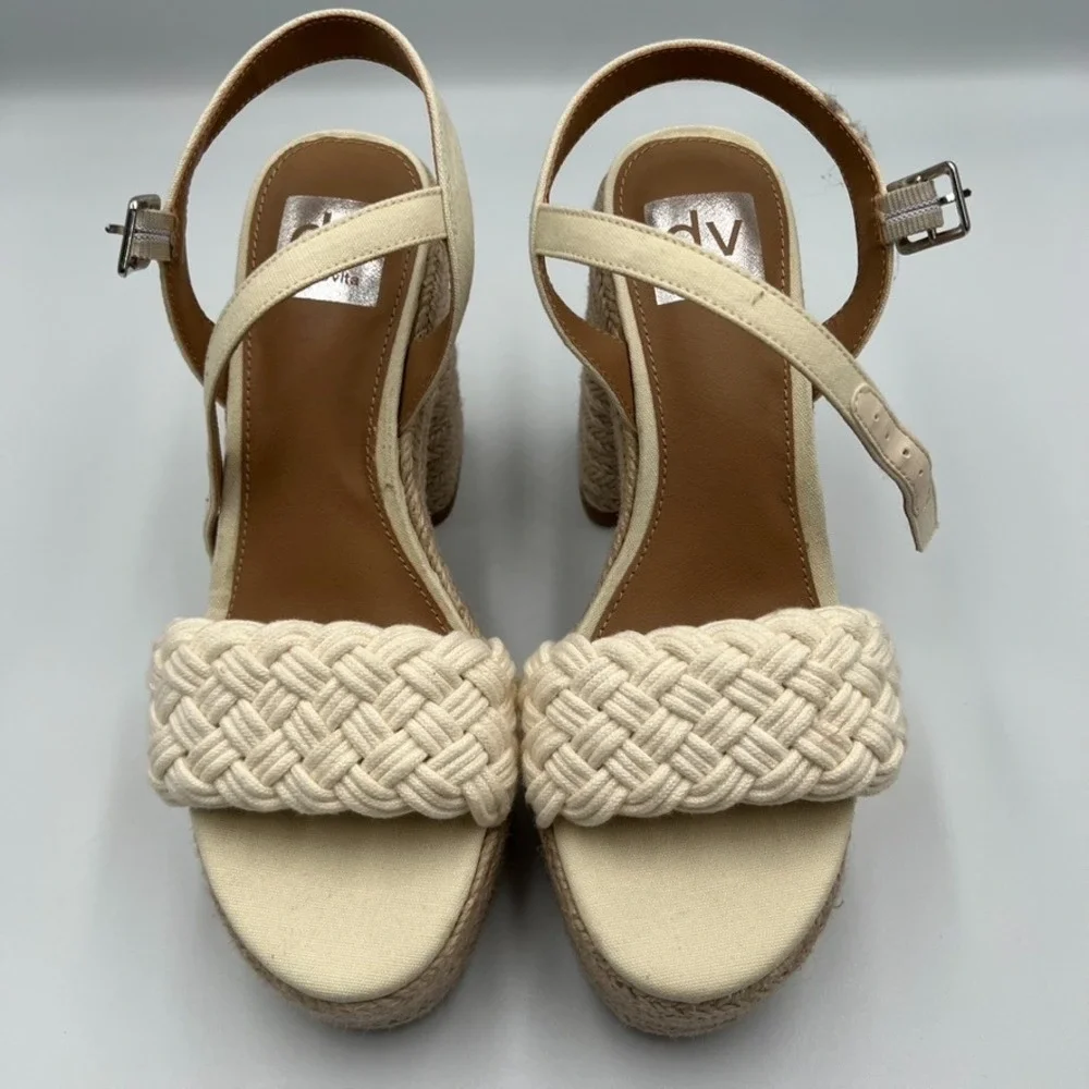 Dolce Vita Women's Walley Sandal Sz 7.5 Off‎ White Espadrille Block Heel